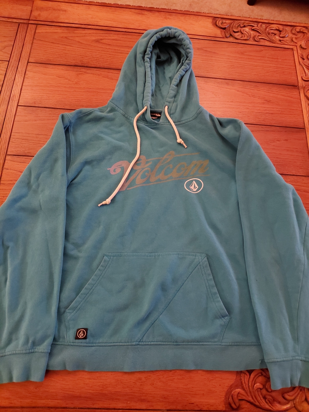 Volcom Teal Blue Pullover Hoodie with Logo